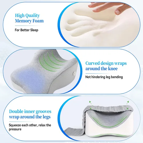 Miniatura 6 de Knee Pillow for Side Sleepers, Memory Foam Leg Pillow for Side Sleeping with Adjustable Strap, for Comfortable wear Between the Legs While Sleeping