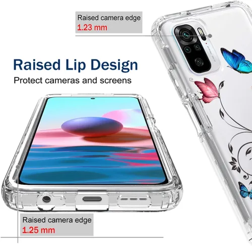 Miniatura 2 de Funda para Redmi Note 10 (4G)/Redmi Note 10S con protector de pantalla de vidrio templado, carcasa rígida de diseño floral de cuerpo completo +