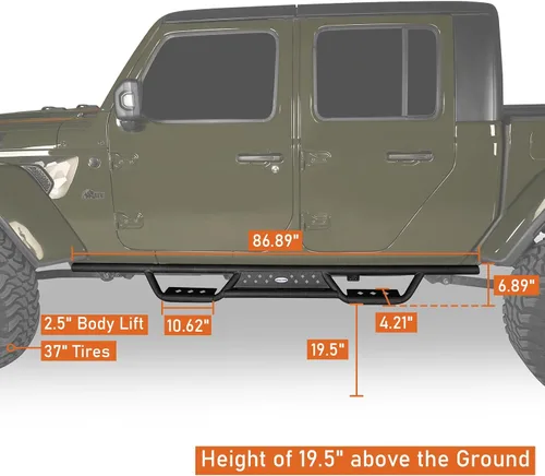 Miniatura 4 de u-Box Gladiator - Estribo de 6.9 pulgadas para Jeep Gladiator JT 2020-2026, dos rieles deslizantes tubulares antideslizantes para escaleras