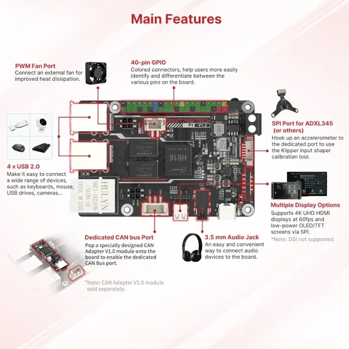 Miniatura 5 de BIGTREETECH Pi V1.2 Placa de control + pulpo V1.1+ 8 piezas TMC2209 V1.3 Kit de controlador de motor paso a paso Actualización Klipper para Voron