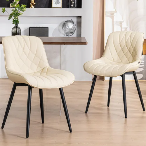YOUNUOKE Juego de 2 Sillas de Comedor de Mediados de Siglo Modernas Silla de Cocina Cómodas Sillas Tapizadas de Cuero Sintético Sillas de Cena para