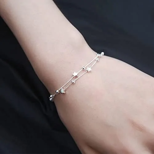 Miniatura 3 de Dofihy Pulseras de plata de ley S925 para mujer pulseras para mujer pulsera de cadena de muñeca con dije para mujer Plata Sin gemas