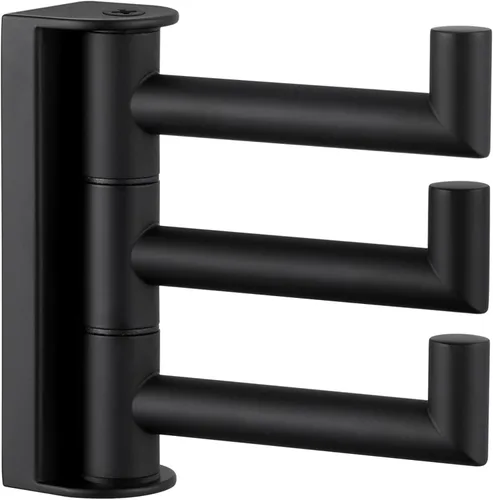 Miniatura 11 de APLusee Gancho giratorio para toalla, gancho plegable de acero inoxidable 304 con tres brazos giratorios, colgador de almacenamiento flexible