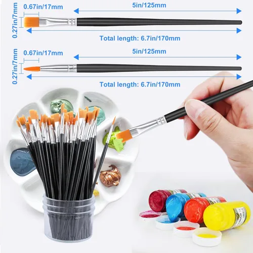 Miniatura 5 de AROIC Pinceles de Pintura Pequeños al Por Mayor, 110 Piezas de Pinceles de Pelo de Nailon Negro con Juego de Pinceles de Pintura Acrílica de Punta