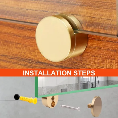 Miniatura 4 de AWEN Clips para Espejo de Vidrio Grueso de 5-11mm, Abrazaderas de Vidrio para Espejo Montado en Pared, Colgador de Espejo Dorado de Cobre Puro