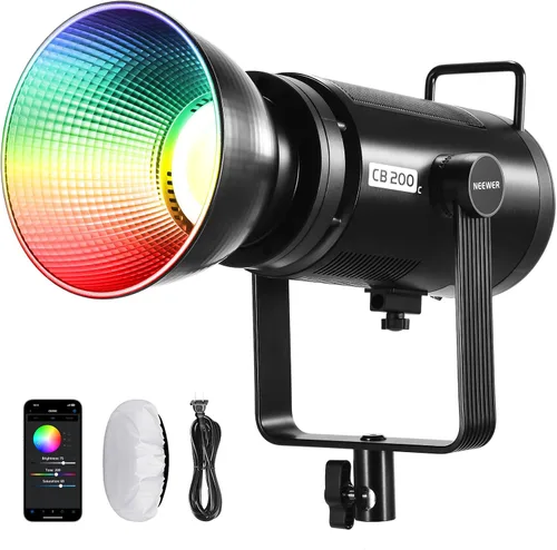 Miniatura 12 de NEEWER CB60 RGB 70W Luz de Video LED con Control de Aplicación, Montura Bowens Salida Continua de Color Completo 18000Lux/1m CCT 2700K-6500K CRI97+