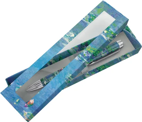 RainCaper - Bolígrafo de lujo con caja de regalo, negro, elegante pluma de diseño artístico para mujeres y hombres (Nenúfares de Monet)