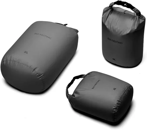 Miniatura 29 de Bee Nesting Juego de bolsas secas ultraligeras para mochileros, saco seco impermeable para camping, senderismo, motocicleta, saco de cosas ligeras