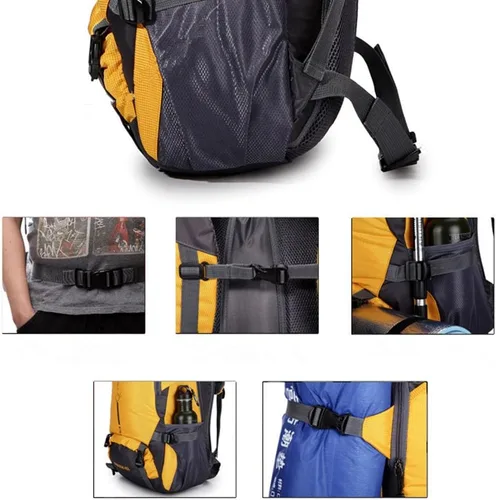 Miniatura 5 de Mochila de senderismo 45L Impermeable Mochila Deporte al aire libre Daypack para Escalada Montañismo Pesca Viajes Ciclismo Negro