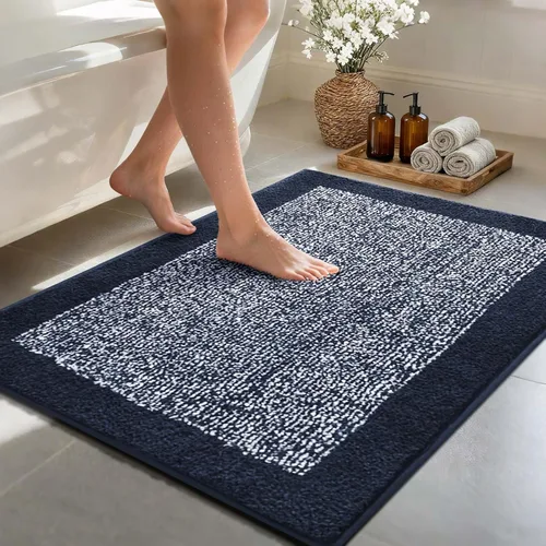 Miniatura 78 de Alfombras de baño de 17 x 24 pulgadas, antideslizantes, lavables, color gris, para bañera, tapete de baño para baño, tapete suave y absorbente