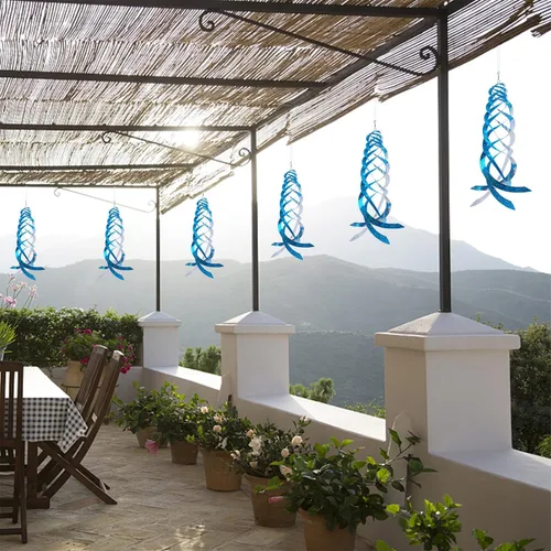 Miniatura 6 de Hausse Reflectores espirales repelentes de pájaros azules de Mylar giratorios, dispositivo reflectante colgante para disuadir aves, decorativo