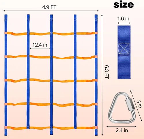 Miniatura 5 de TOPNEW Red de escalada para niños al aire libre, red de carga ninja portátil, escalera, barras de mono para Ninja Slackline, gimnasios de la selva