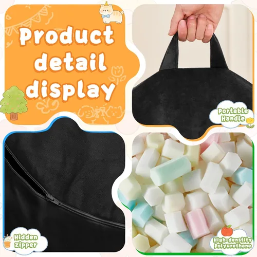 Miniatura 4 de Puf para niños – Silla redonda de espuma viscoelástica de 2.5 pies – Sofá puff para niños y adolescentes con funda de microfibra suave – Sofá