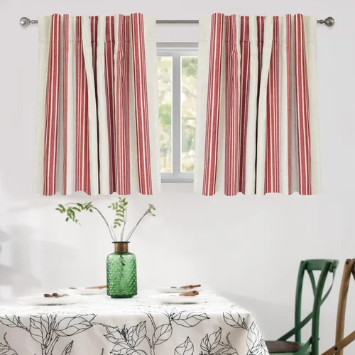 Miniatura 42 de DriftAway Chris Linen - Cortinas opacas con capa térmica y reductora de sonido, 63 pulgadas de largo para dormitorio, cortinas estampadas a rayas