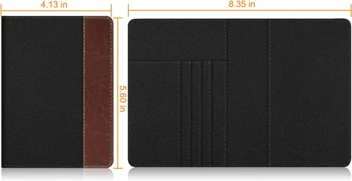 Miniatura 5 de Fintie - Funda para tarjetas y pasaporte, de piel sintética, bloqueo RFID, cartera de viajes (mezclilla negra)