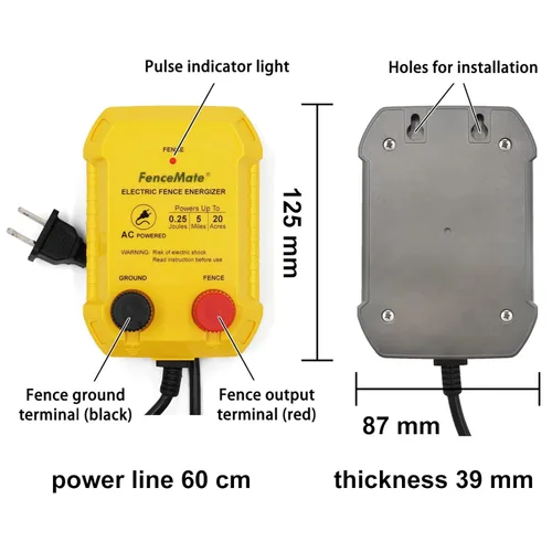 Miniatura 6 de Cargador de Valla Eléctrica FenceMate con Alimentación AC, Salida 0.25J hasta 5 Millas para Contener Mascotas Pequeñas, Aves de Corral, Mantener