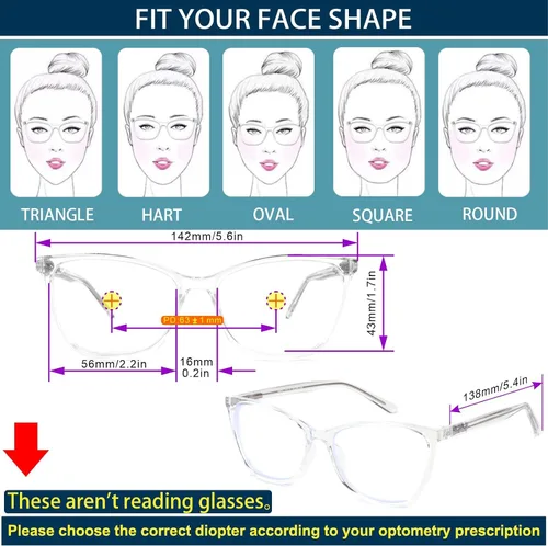 Miniatura 6 de Gafas de distancia de ojo de gato para mujer, anteojos de conducción cerca de la vista, vidrio transparente para miopía
