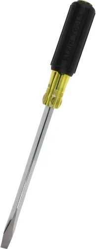 Miniatura 3 de Klein Tools 600-8 desarmador de cabeza plana con punta keystone de 3/8 pulgadas, mango cuadrado resistente de 8 pulgadas, negro