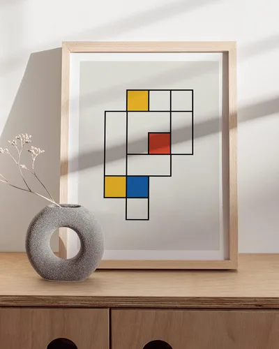 Miniatura 5 de HAUS AND HUES Bauhaus - Arte de pared abstracto moderno y colorido - Póster retro de Mondrian, obra de arte de pared moderna de mediados de siglo