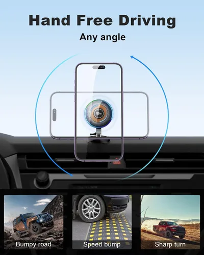 Miniatura 7 de ZBF Magnetic Car Phone Holder, 15W for MagSafe Car Mount Charger(Fast Wireless Charging,Vacuum) 360°Adjustable Car Mount for Women Men iPhone 17-12
