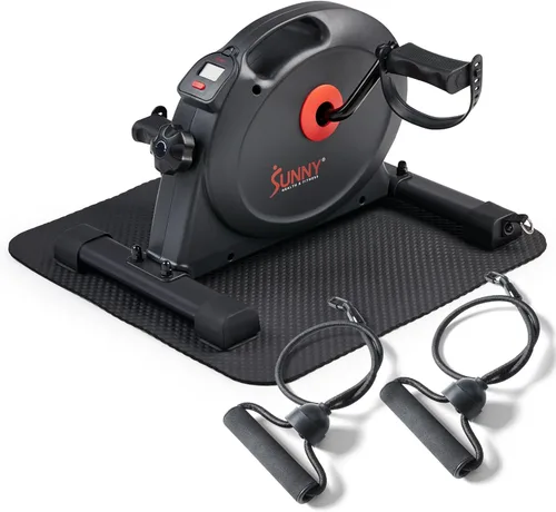 Sunny Health & Fitness Smart Under-Desk Bike Exerciser, Low-Impact Cardio Cycling Equipment for Home/Office, Mini Paddler for Arm/Leg Mobility Gris