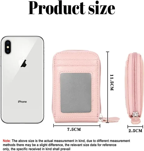 Miniatura 2 de WITATAOGE Tarjetero de cuero para mujer, pequeño estuche de bloqueo RFID de gran capacidad para tarjetas, Rosa Rojo, A la moda