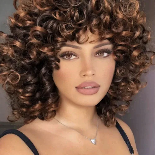 Miniatura 10 de Pelucas rizadas cortas y sueltas para mujeres negras, peluca afro para mujeres negras, peluca rizada para mujeres, pelucas sintéticas para mujeres