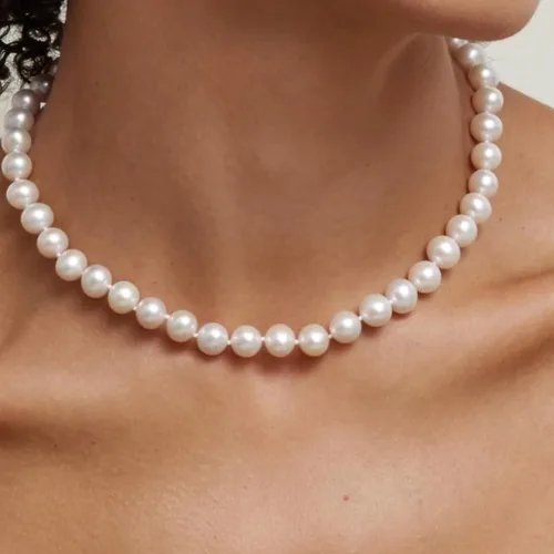 Miniatura 11 de The Pearl Source Real Pearl Necklace for Women with AAA+ Quality Round White Freshwater Genuine Cultured Pearls