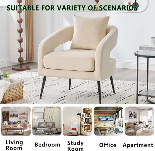 Miniatura 5 de Juego de 1 sofá biplaza pequeño y 2 sillas decorativas, juego de sofá y sillón de 3 piezas para sala de estar, moderno sofá de terciopelo con silla