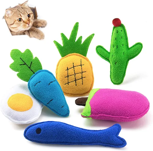 Miniatura 2 de AWOOF Juguetes de hierba gatera para gatos de interior, paquete de 6 juguetes masticables para gatos, juguete interactivo de felpa para gatitos