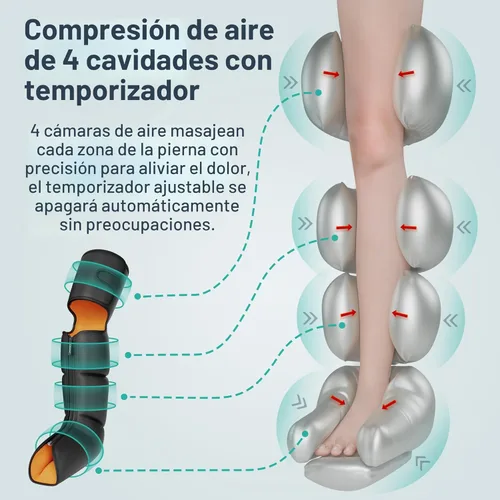 Miniatura 5 de QUINEAR Masajeador de piernas con compresión, masajeador y terapia de compresión 3-en-1 para pies, pantorrillas y muslos con temporizador, botas