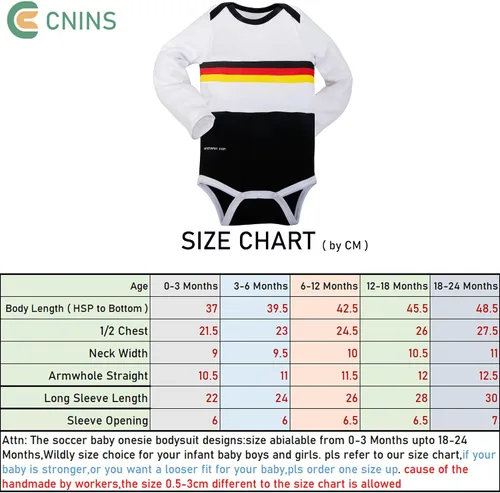 Miniatura 16 de Cnins Body deportivo para bebé, de manga larga, con temática de fútbol, unisex, para bebés de 0 a 18 meses