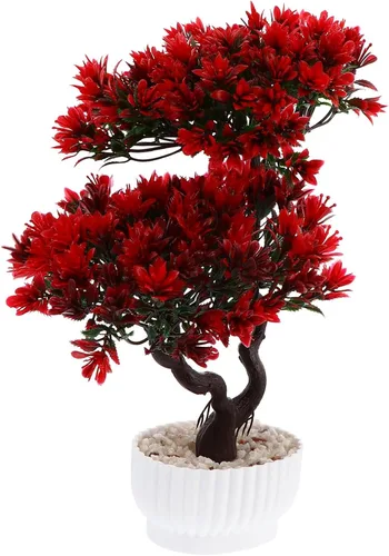Yardwe Plantas artificiales, árbol de pino bonsái, planta sintética en maceta, arreglos florales decorativos, decoración de Feng Shui, centros de