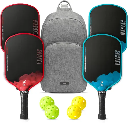 Raw Carbon Pickleball Paddles Set of 2/4, T700 Carbon Fiber Rackets with 16MM Honeycomb Polymer Core, 4 Balls and 1 Portable Carry Bag, USAPA
