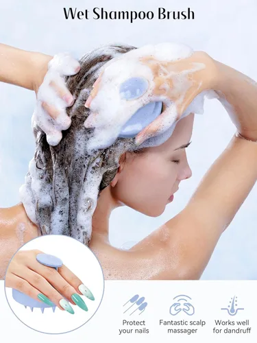 Miniatura 3 de HEETA Masajeador de cuero cabelludo para el crecimiento del cabello, cepillo exfoliante de champú de silicona suave para exfoliación, eliminación