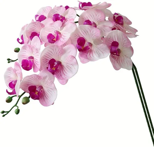 Miniatura 13 de Htmeing Flores artificiales de Phalaenopsis de 38 pulgadas, ramas de tacto real (no seda), flores de orquídeas para decoración de hogar, oficina