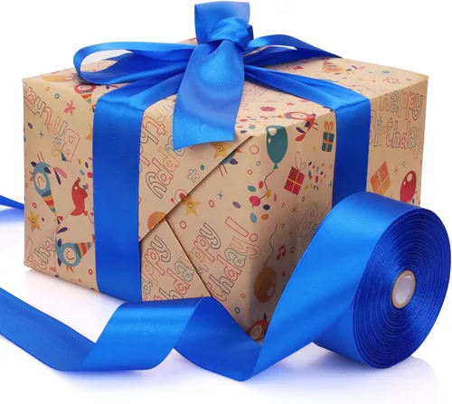 Miniatura 4 de Rollo de cinta de satén azul real de 1-1/2 pulgadas, 50 yardas, rollo de cintas de tela sólida para invitaciones de boda, ramos de novia, costura
