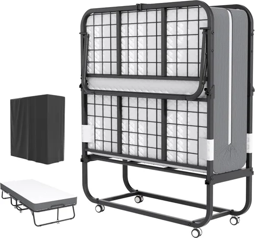 INTERGREAT Cama plegable con colchón, cama plegable portátil de 75.2 x 31.5 pulgadas para adultos, cama plegable con colchón de 5 pulgadas para