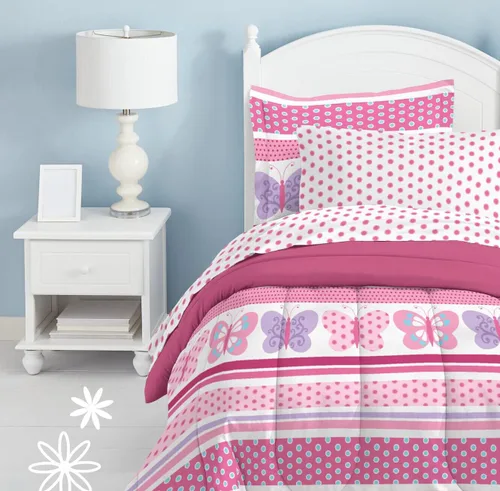 Miniatura 50 de dream FACTORY - Juego de edredón de microfibra ultrasuave para niñas, color rosa, tamaño individual, diseño de princesa mágica Princesa Mágica Rosa