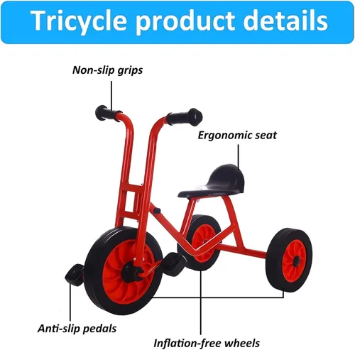Miniatura 3 de Triciclo para niños pequeños de 3 a 6 años, bicicleta preescolar preescolar, patio de recreo, triciclo en tándem para niños, equipo de juego al aire