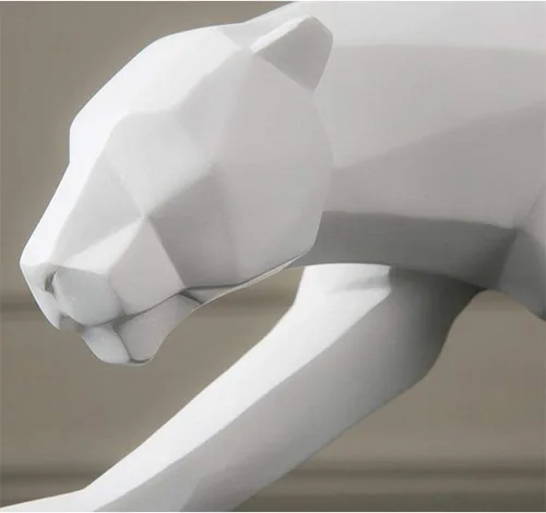 Miniatura 3 de FJWYSANGU Abstracto Estatuas De Leopardo Panther Escultura Mano Anhelada Animal Resina Decoración Moderno Para El Hogar Grande Blanco
