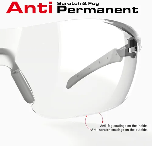 Miniatura 6 de Anteojos de seguridad clásicos ANSI Z87.1, antivahoo, resistentes a los rayos UV, impactos y arañazos, envoltura transparente para el trabajo