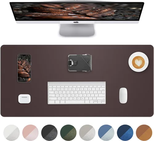 Miniatura 41 de Tapete protector para escritorio y mouse, antideslizante, de piel sintética, tapete impermeable de escritura para laptop, para oficina y hogar