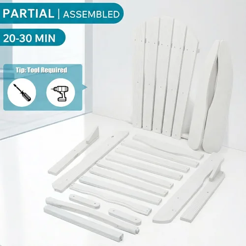 Miniatura 6 de Juego de 2 sillas Adirondack plegables de madera, sillas de madera para jardín al aire libre, silla de patio de madera de cedro maciza para jardín