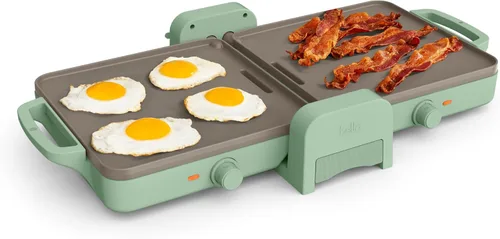 Bella Plancha de cerámica plegable Fold-n-Store de doble temperatura de 10" x 20", utensilios de cocina que se adaptan a cualquier lugar™, Vidrio de
