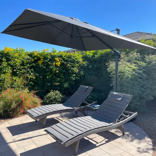 Miniatura 15 de PURPLE LEAF Sombrilla de Patio de 8 Pies para Exteriores Sombrilla Cantilever Cuadrada de Aluminio Sombrilla Offset con Rotación de 360 Grados