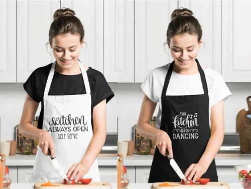 Miniatura 2 de Personalized Aprons for Women. Stylish Black Kitchen Apron, Perfect for Servers. Durable Apron for Women White