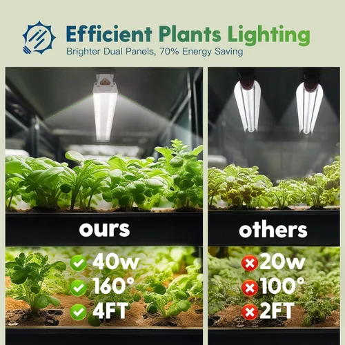 Miniatura 5 de FREELICHT Paquete de 2 luces LED de crecimiento de 4 pies con temporizador, 40 W (equivalente a 250 W), luces de crecimiento de espectro completo