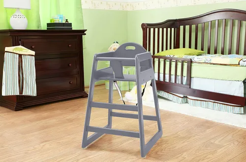 Miniatura 5 de Silla alta de madera para bebés y niños pequeños, silla alta apilable estilo restaurante con madera maciza de grado comercial para mesa de comedor