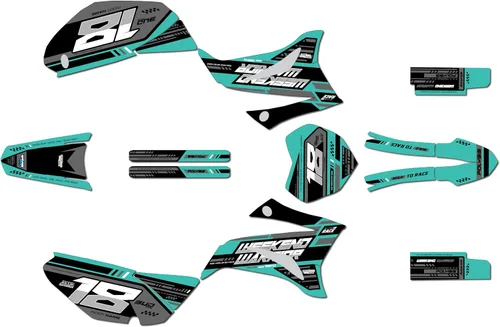 Miniatura 6 de Kit de gráficos Kalair GFX para Yamaha TTR 125 (2008-2023) Serie Warrior Azul 16 Mil - Juego de calcomanías adhesivas de carreras personalizadas